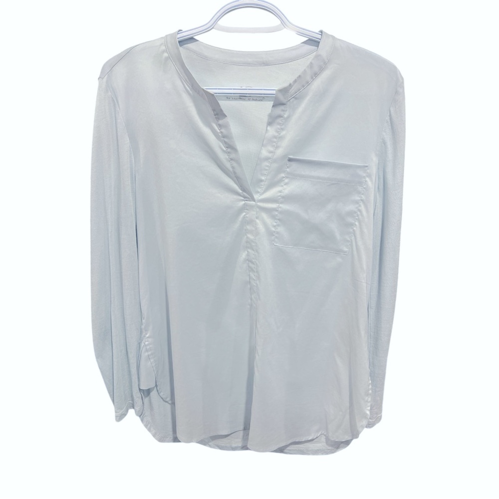 Luisa Cerano Blue Blouse - Size 6 - cotton blend on both fabrics - Gently Used
